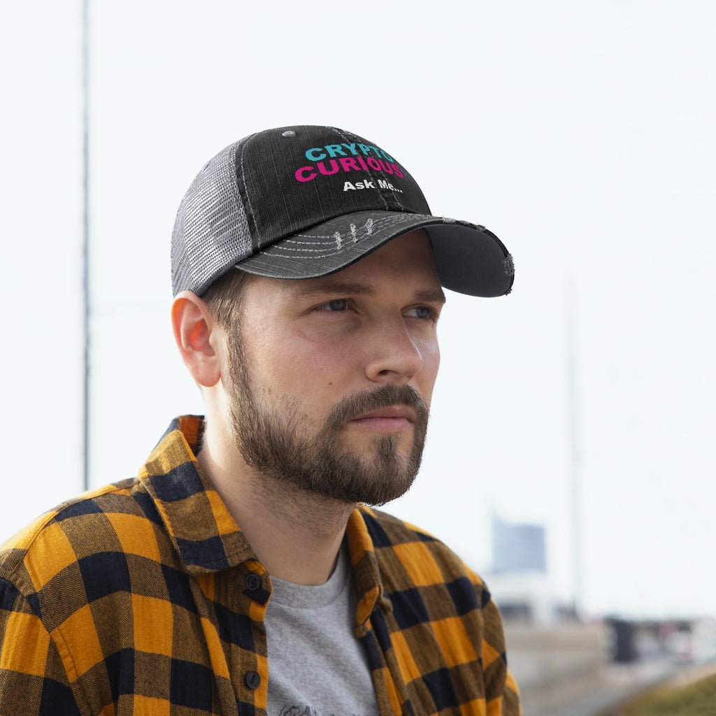 CRYPTO CURIOS? Ask Me... -  Unisex Trucker Hat