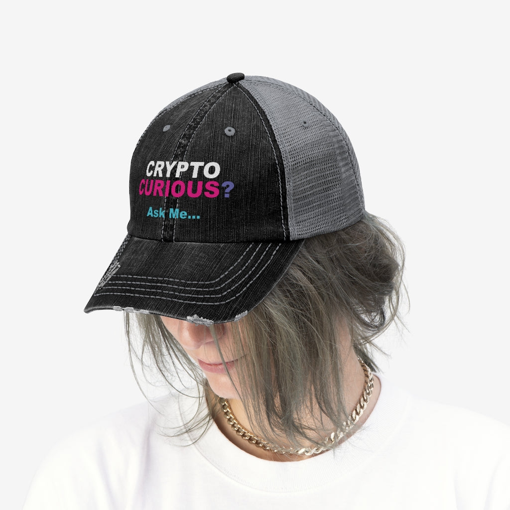 CRYPTO CURIOS? Ask Me...  -  Unisex Trucker Hat