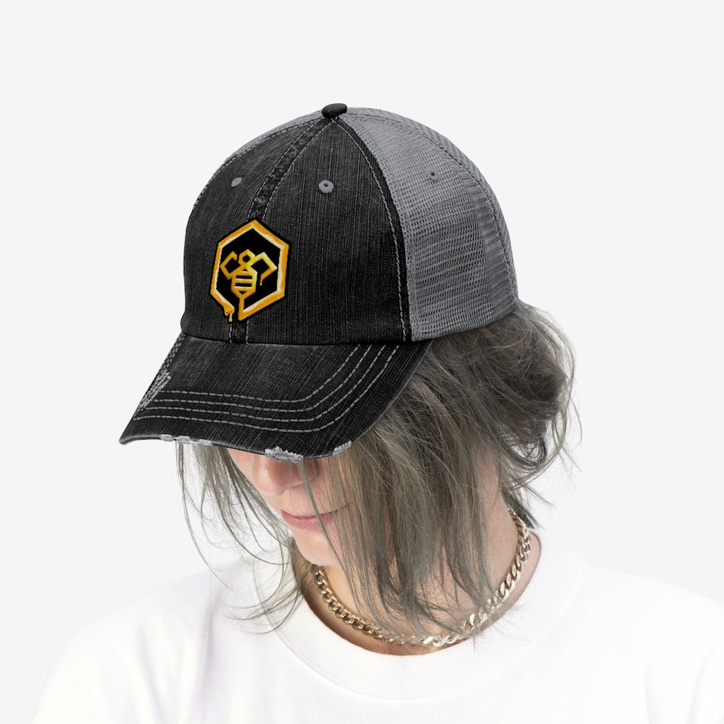 Social BEES University - Embroidered Unisex Trucker Hat - Logo with black outline