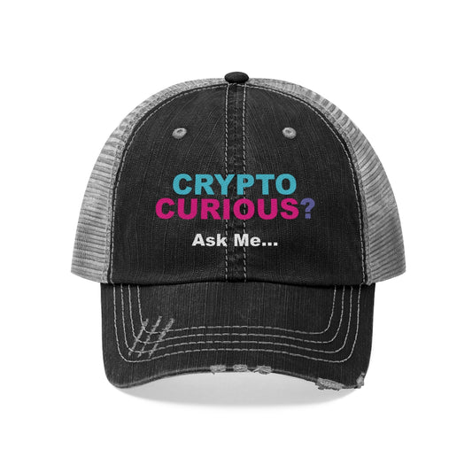 CRYPTO CURIOS? Ask Me... -  Unisex Trucker Hat