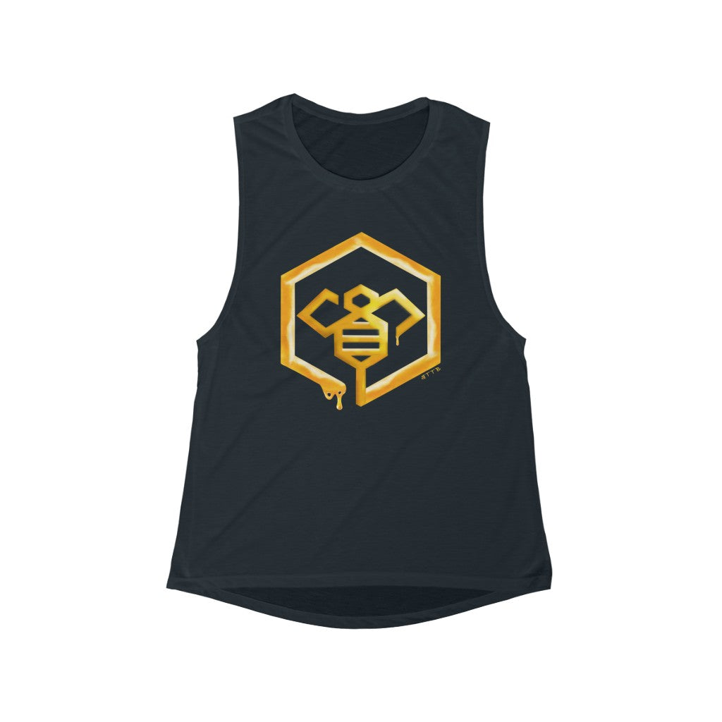 Social BEES University - Women's Flowy Scoop Muscle Tank