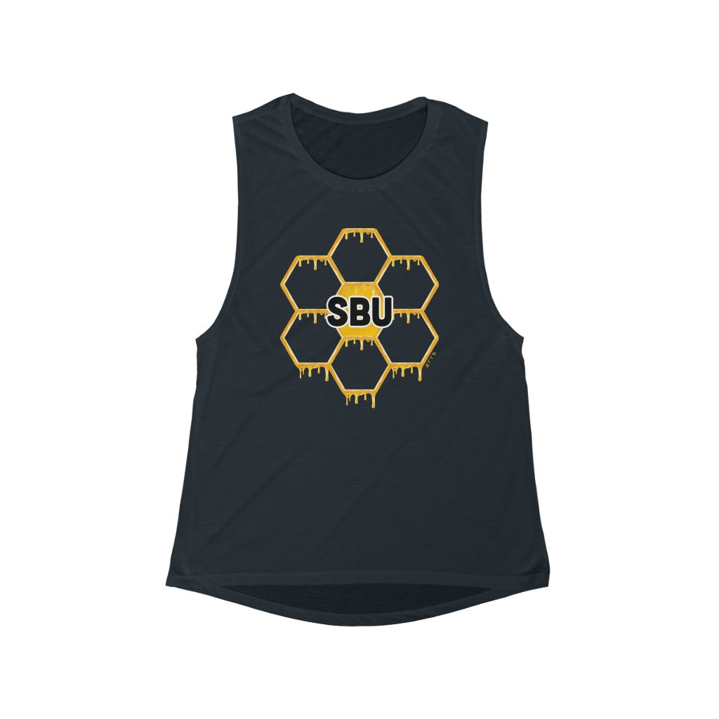 Social BEES University - Women's Flowy Scoop Muscle Tank