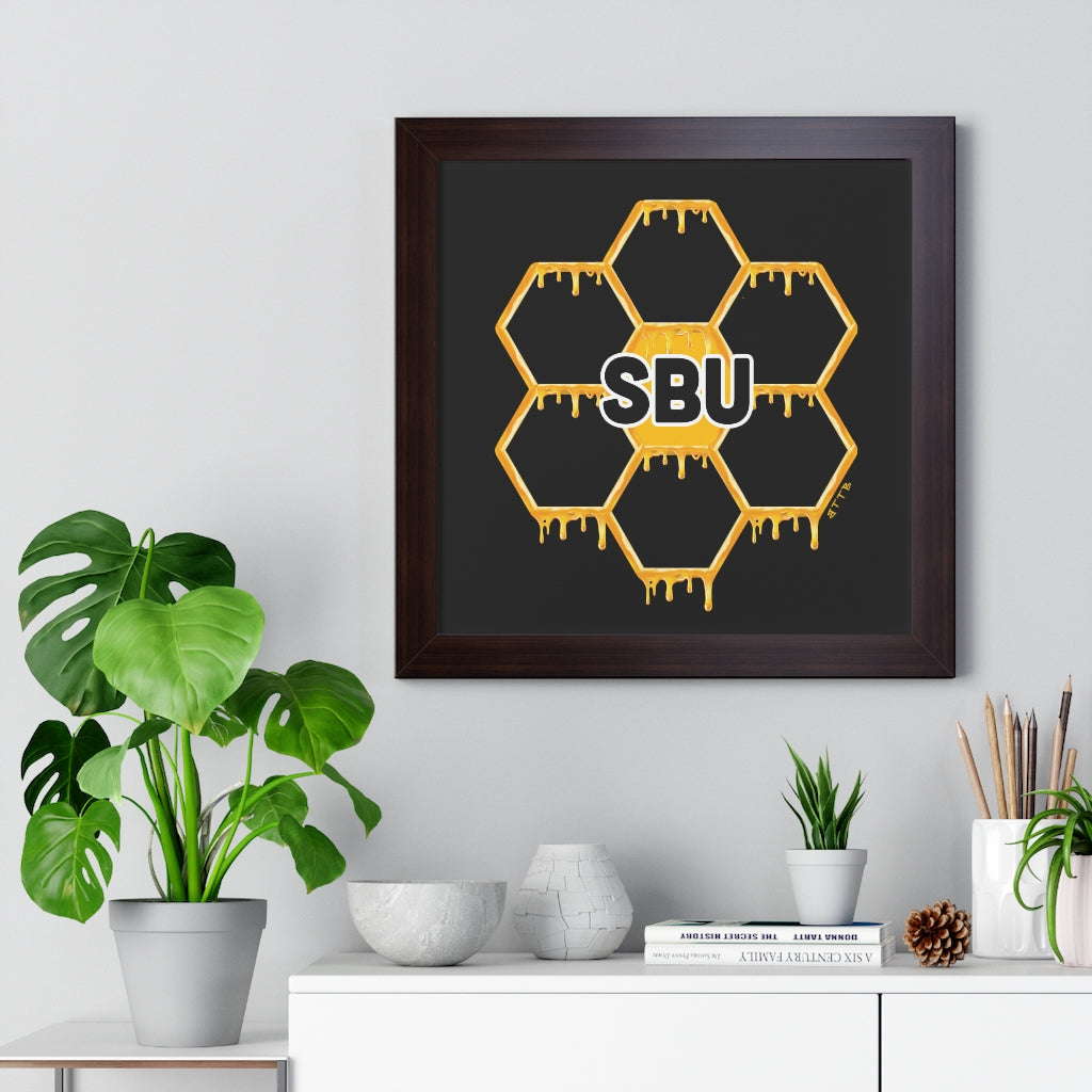 SBU Honeycomb Logo - Framed Horizontal Poster