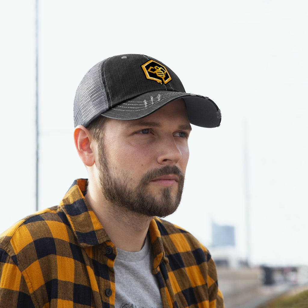 Social BEES University - Embroidered Unisex Trucker Hat - Logo with black outline