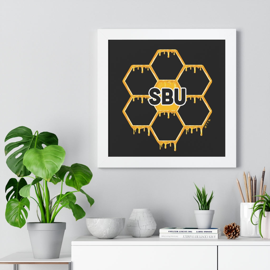 SBU Honeycomb Logo - Framed Horizontal Poster